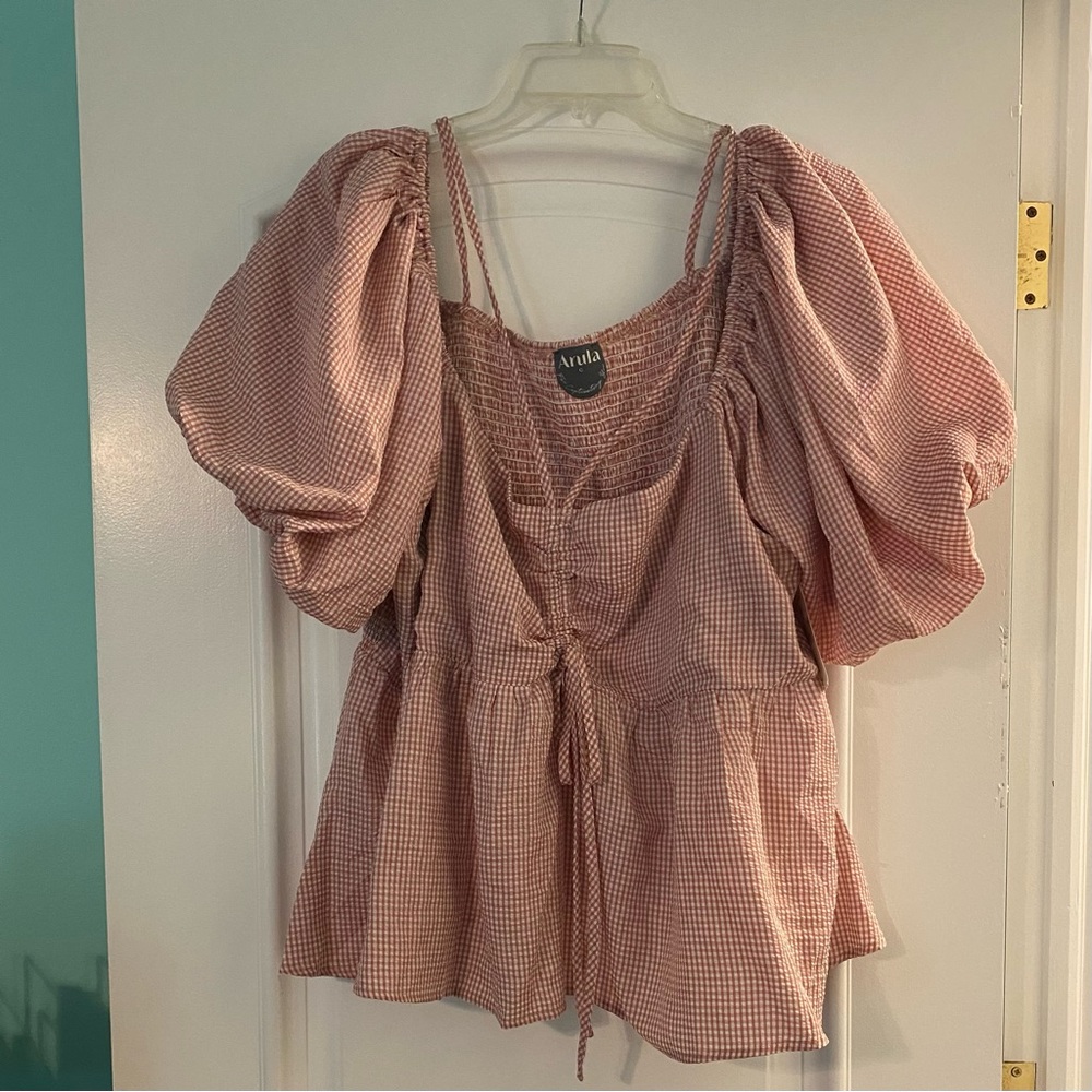 Arula Pink Gingham Top